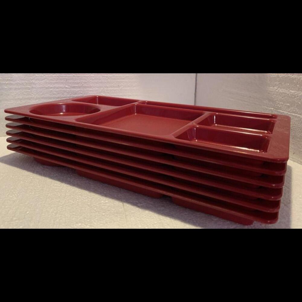 10 Vintage Carlisle Melamine Divided Trays Red 15x9 NEW OLD STOCK NEVER USED